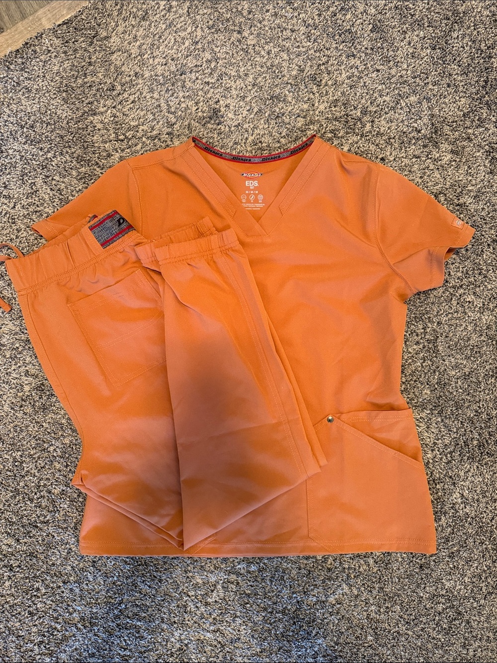 Dickies Women Orange V-Neck Scrub Top and Pants